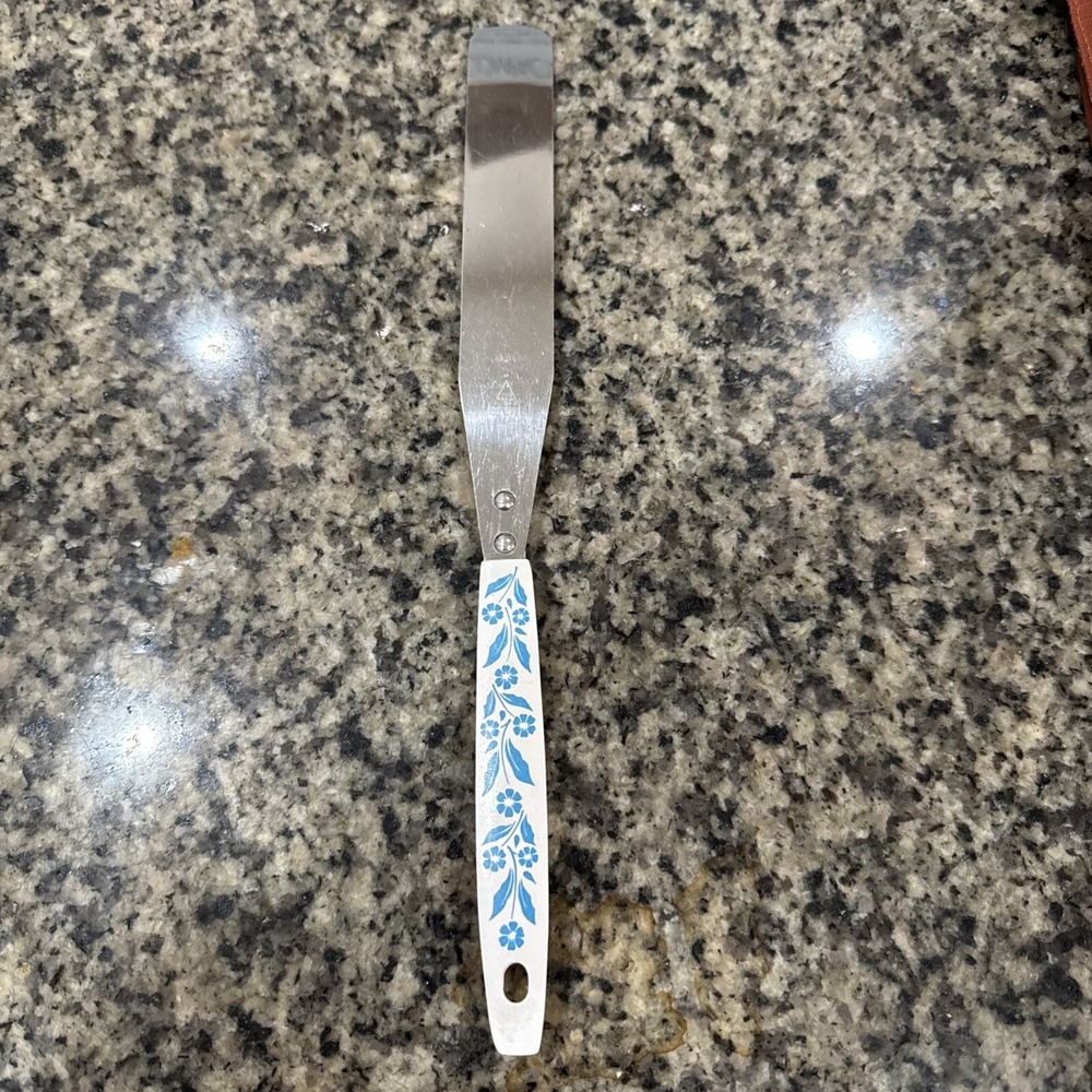 Vintage Household‎ Japan Stainless Steel Blue Flower Spreading Tool Knife 12"
